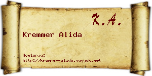 Kremmer Alida névjegykártya
